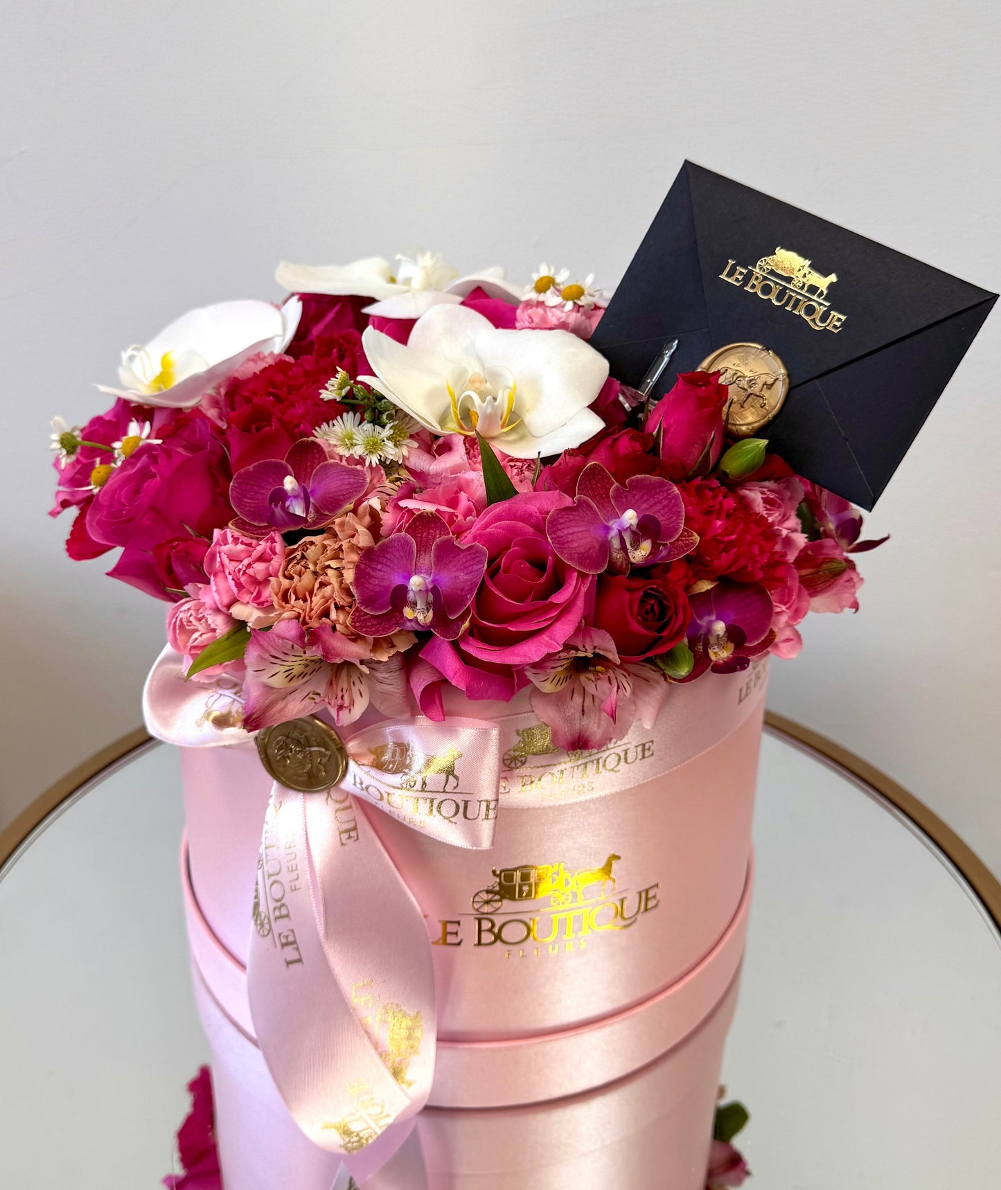 Round Box with Orchids - Medium