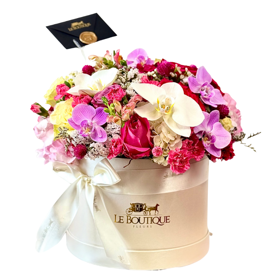 Round Box with Orchids - Medium